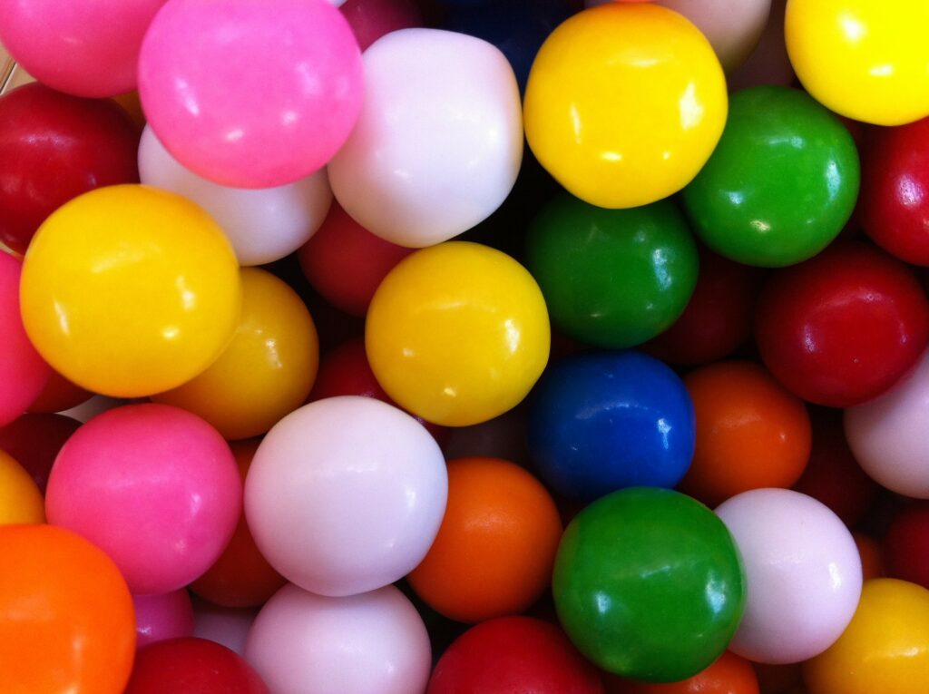 close up of a pile of gum balls