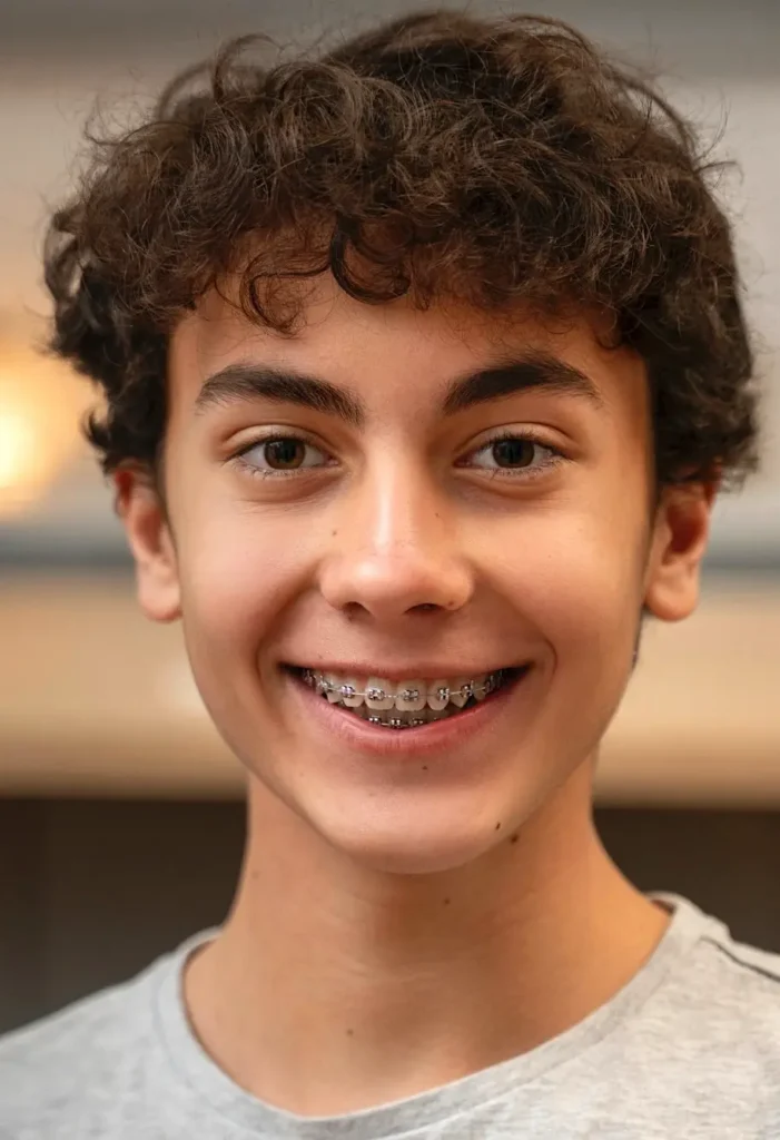 Boy smiling with braces